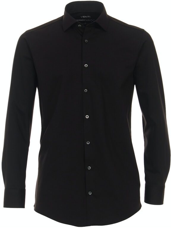Venti Jerseyflex Overhemd Zwart Modern Fit 123963800-800 (2)