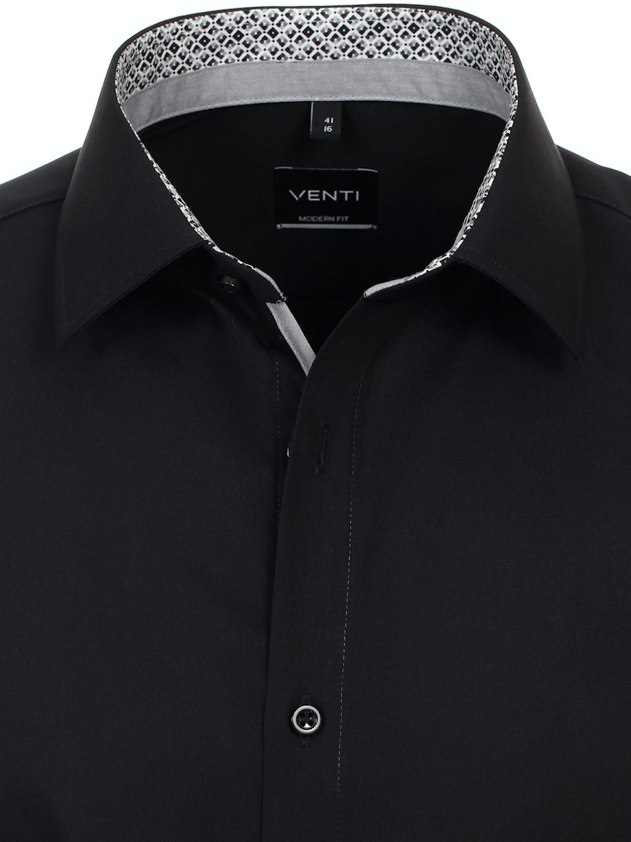 Zwart Overhemd Heren Strijkvrij Modern Fit Venti 123942200-800 (1)