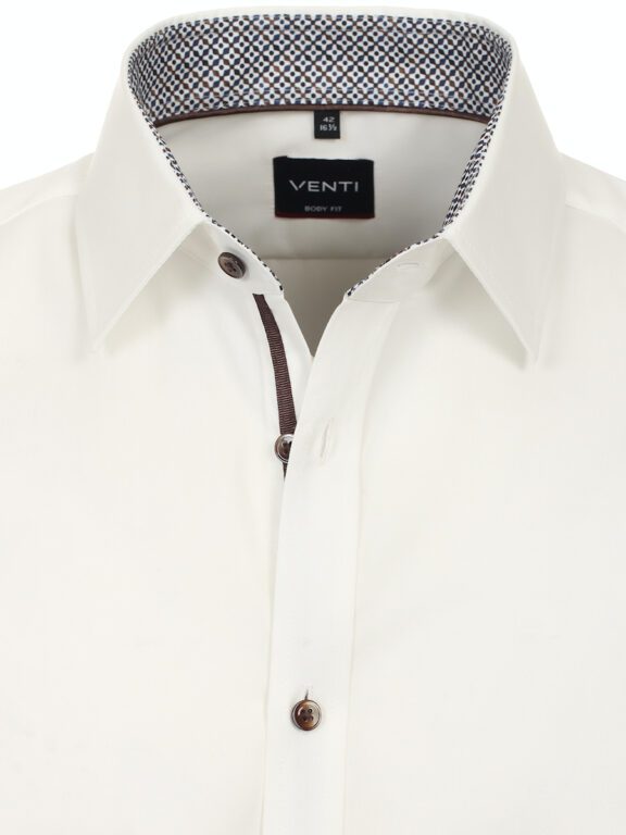 Gebroken Wit Venti Heren Overhemd Met Gewerkte Kraag Body Fit 134124100-002 (1)