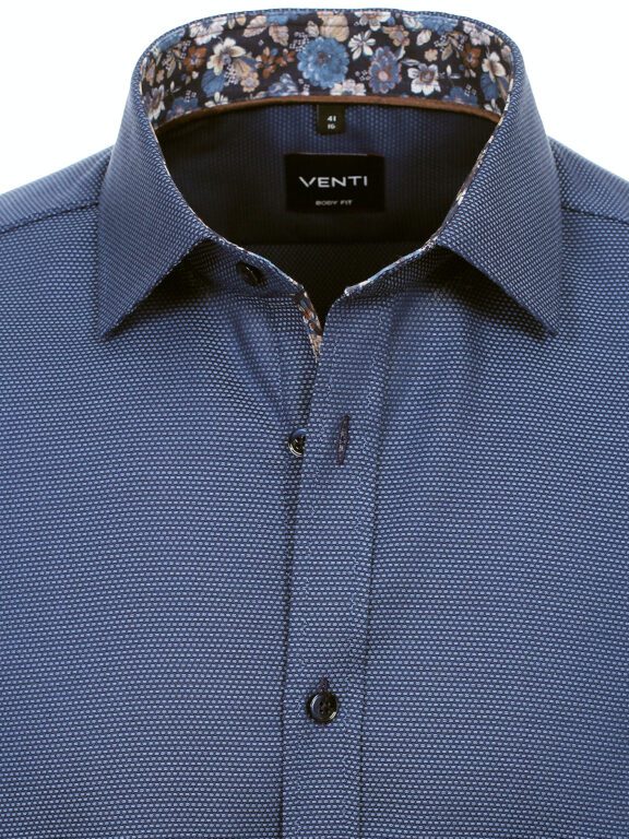 Venti Heren Overhemd Met Bloemenkraag Blauw Body Fit 134124800-102 (2)