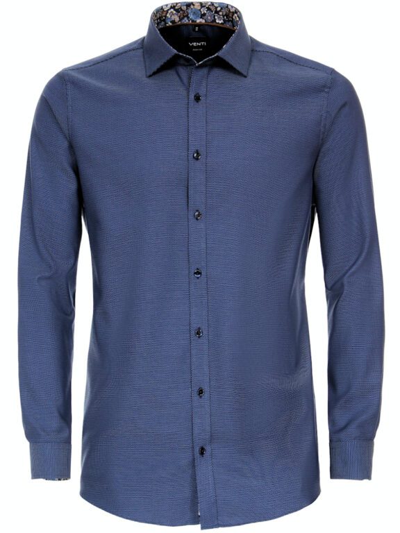 Venti Heren Overhemd Met Bloemenkraag Blauw Body Fit 134124800-102 (3)