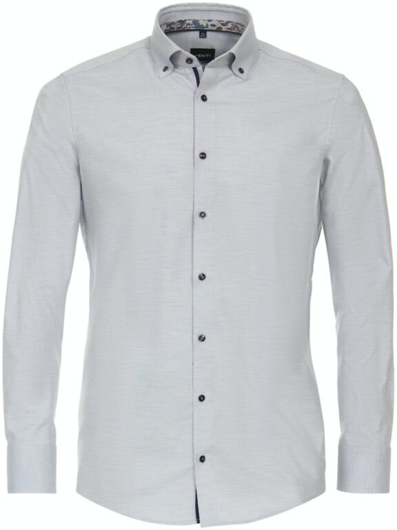 Blauw Gewerkt Venti Heren Overhemd Met Motief Kraag Modern Fit 134122400-100 (2)