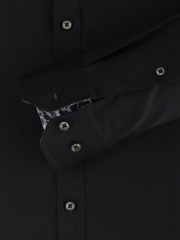 Venti Heren Overhemd Met Bloemenkraag Zwart Body Fit 134124100-800 (4)