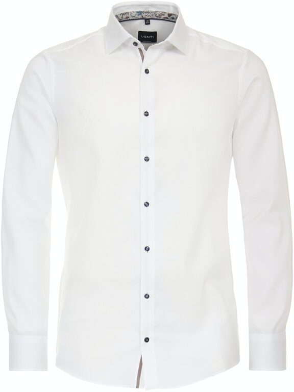 Wit Gewerkt Venti Heren Overhemd Met Motief Kraag Modern Fit 134122100-000 (2)