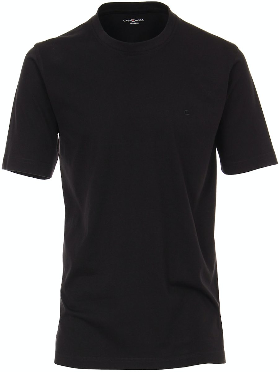 Casa Moda Basis T-shirt Katoen Ronde hals Zwart 2-Pack (2)