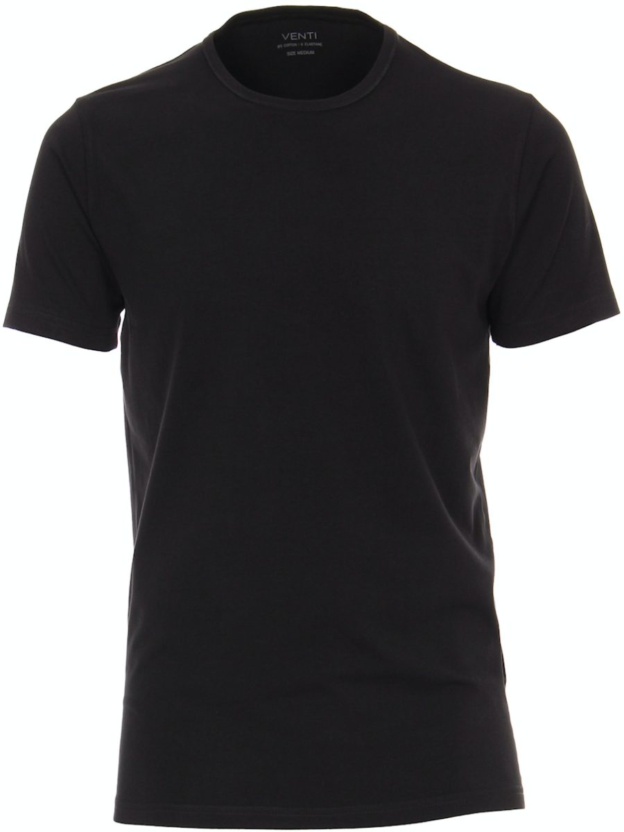 Venti Basis T-shirt Met Stretch Ronde hals Zwart 2-Pack (2)