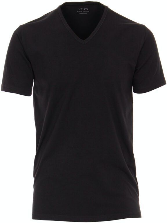 Venti Basis T-shirt Met Stretch V-hals Zwart 2-Pack 012600-800 (2)