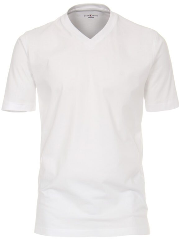 Casa Moda Basis T-shirt Katoen V-hals Wit 2-Pack 092600-000 (2)