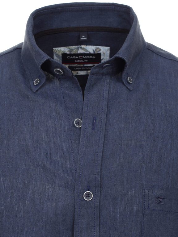 Casa Moda Blauw Linnen Overhemd Button Down Boord 444202900-104 (1)