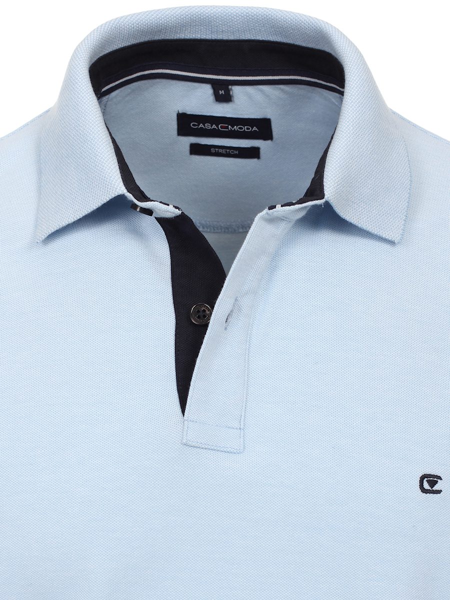 Casa Moda Polo Shirt Comfort Fit Effen Stretch 004470-102 Blauw (1)