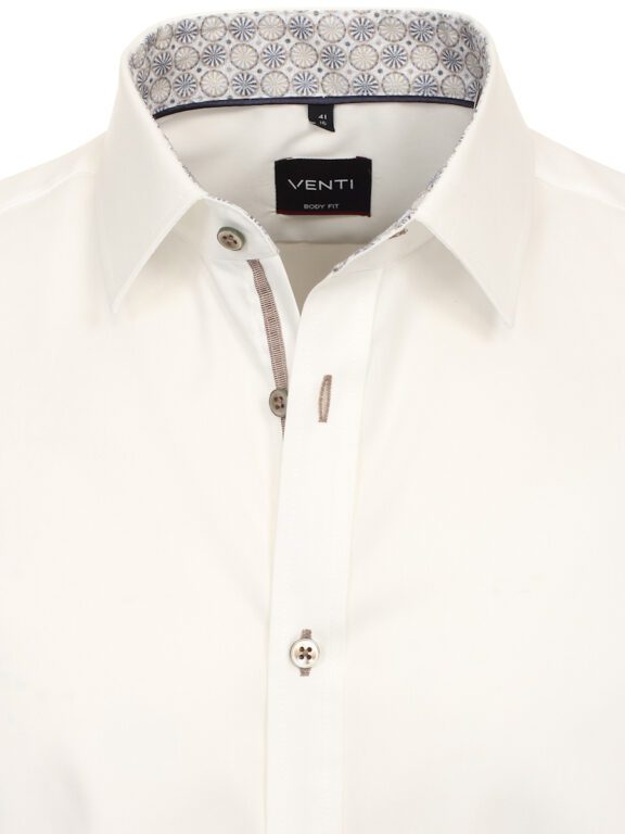 Gebroken Wit Overhemd Heren Kent Kraag Body Fit Venti 144212000-002 (1)