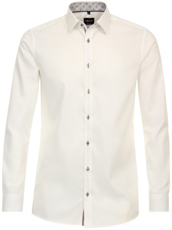 Gebroken Wit Overhemd Heren Kent Kraag Body Fit Venti 144212000-002 (2)