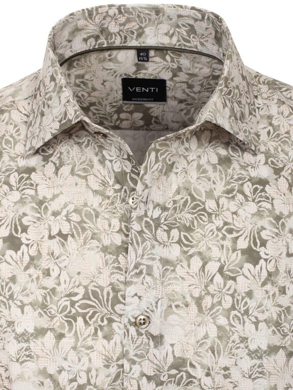 Groen Venti Overhemd Kent Boord Met Motief Modern Fit 144209900-300 (1)