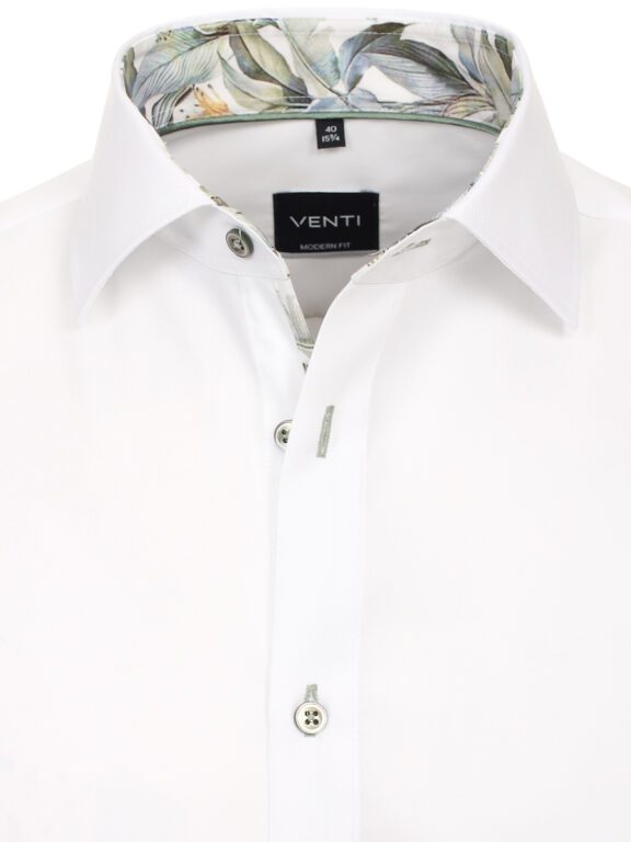 Wit Venti Overhemd Gebloemde Kent Boord Strijkvrij Modern Fit 144274200-000 (1)