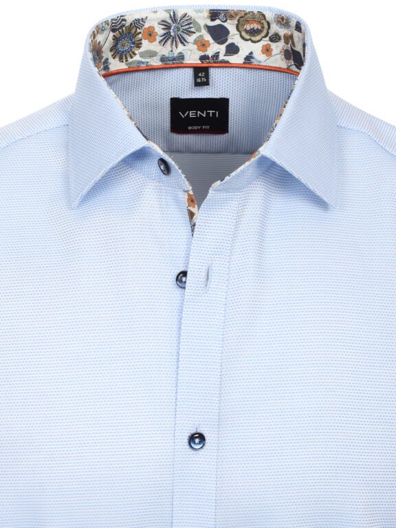 Venti Heren Overhemd Met Bloemenkraag Body Fit 144275400-100 Blauw (1)