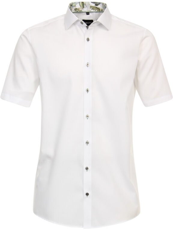 Wit Venti Overhemd Korte Mouw Gebloemde Kent Boord Strijkvrij Modern Fit 644288500-000 (2)
